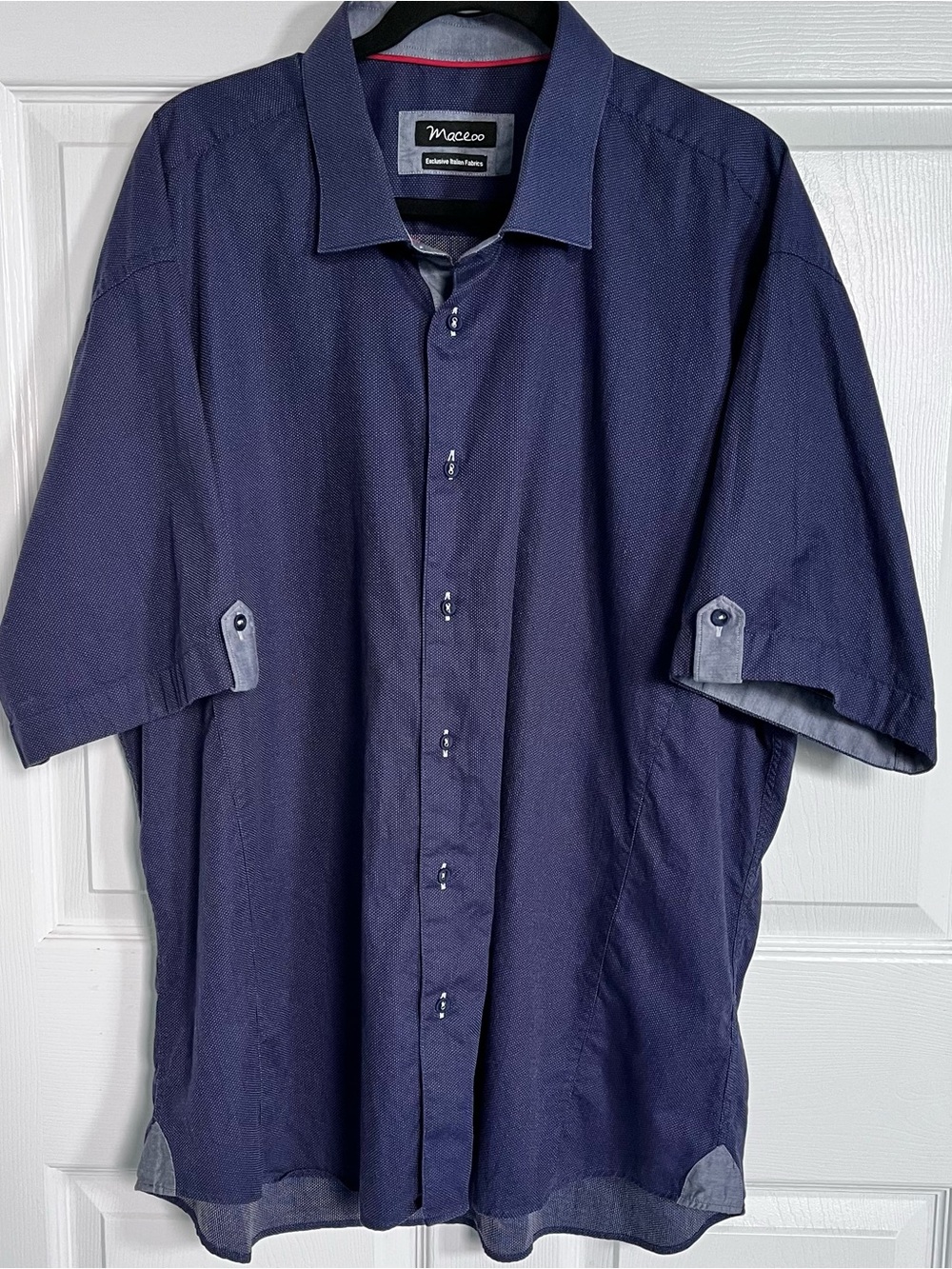 Maceoo Fresh Navy Dot Luxury Short Sleeve Shirt Size 8 4XL Big & Tall